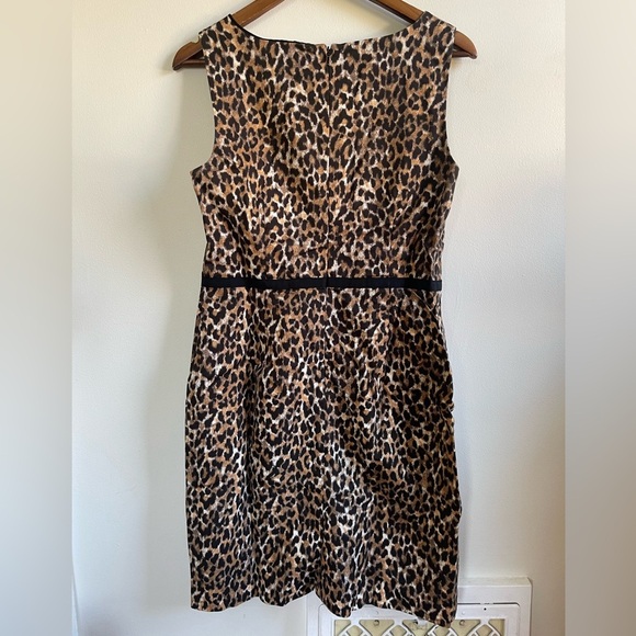 Ann Taylor LOFT Sleeveless Belted Midi Dress, Leopard Print, Size 8 - Picture 3 of 8